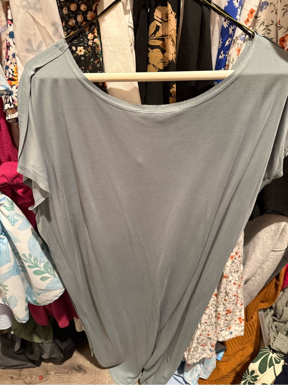 Double Zero Light Gray Short Sleeve Relaxed Knit Tee